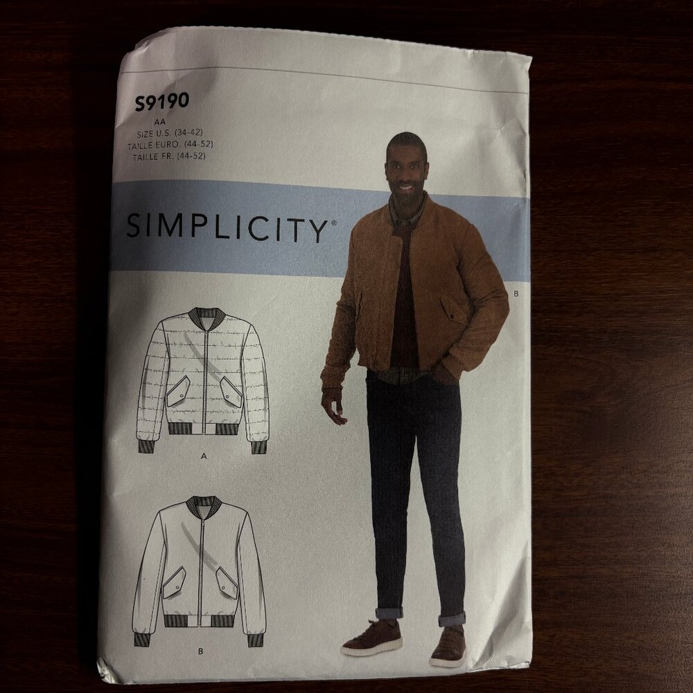 Simplicity Pattern S9190 AA for Men's Jacket